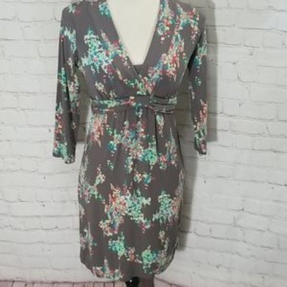 Boden Grey Floral Quarter Sleeve Dress - Picture 2 of 6